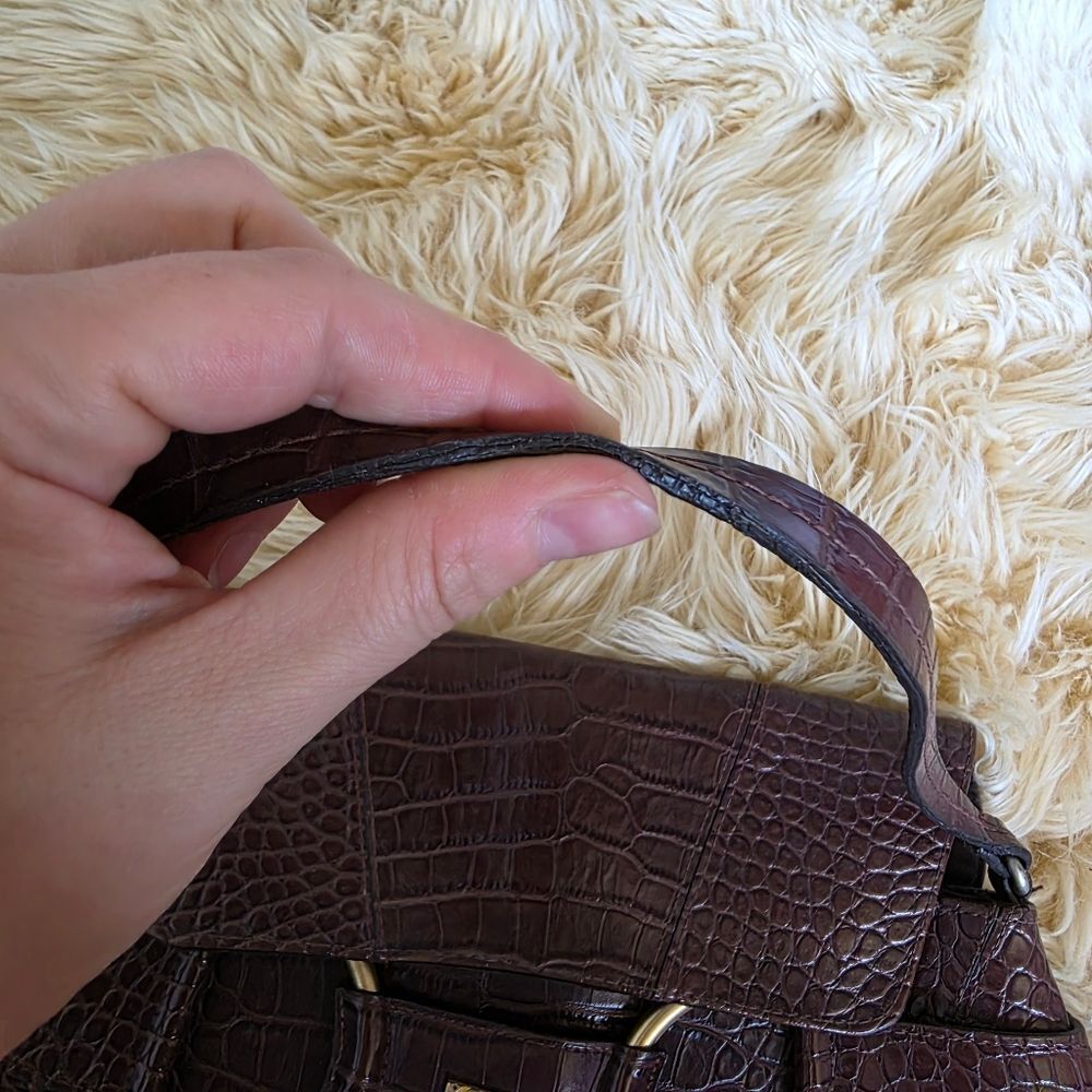 Vintage Y2K XOXO Brown Snake Print Gold Hardware Baguette Bag - Picture 8 of 9
